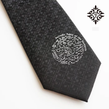 

New Original Chemical Element Periodic Table Black Embroidery Tie Cool Literature and Art Male and Female Students Couple Tie