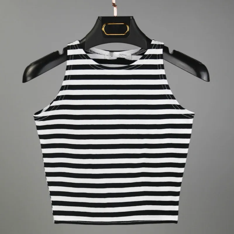 Stripe Хит, новинка, женский сексуальный хлопковый укороченный топ, укороченный бюстье, многоцветная, без рукавов, обрезанная блузка, жилет, майка, топ, камзол - Цвет: Stripe