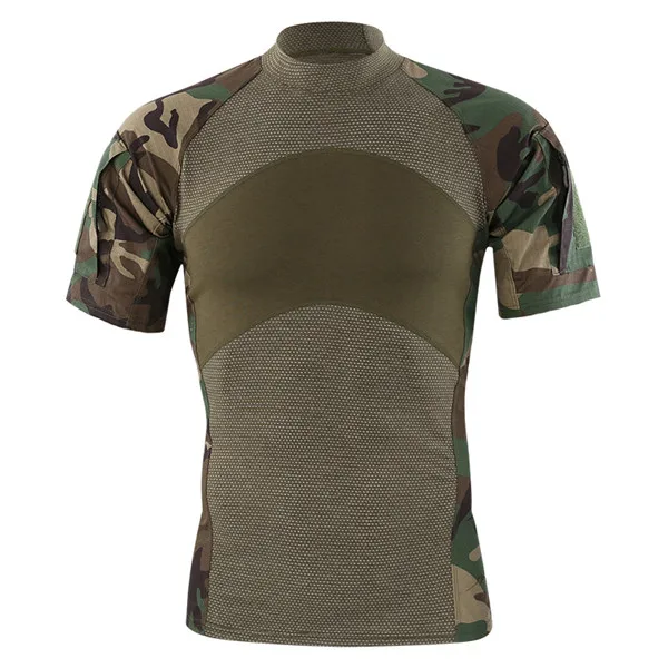 Компрессионная армейская камуфляжная тактическая футболка милитари, мужское нижнее белье, быстросохнущая футболка для походов, альпинизма, туризма, топы - Цвет: Jungle camo