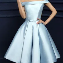 Небесно-синие Бальные платья с открытыми плечами, длина до колена, со шнуровкой сзади, Драпированное ТРАПЕЦИЕВИДНОЕ короткое коктейльное платье, недорогие вечерние платья для выпускного вечера