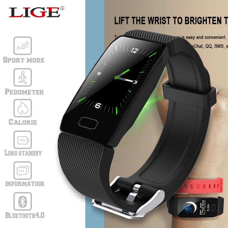 LIGE, новые спортивные Смарт-часы для мужчин и женщин, умный браслет, Bluetooth, монитор сердечного ритма, фитнес-трекер, умные часы, android+ коробка