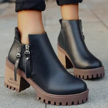 Зимние женские сапоги В рыцарском стиле из искусственной замши, тонкий мех, клинья, резиновая платформа, молния, панк, черная женская обувь, Botas Mujer