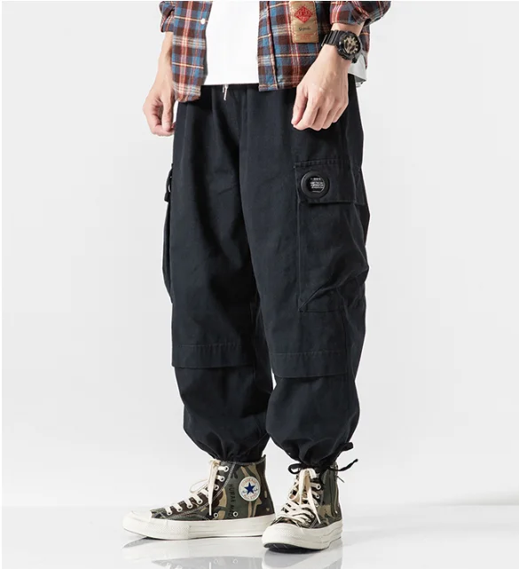 

2020 Japanese Harajuku loose baggy pants men hip hop harem pants streetwear modis joggers army green cargo pants black trousers