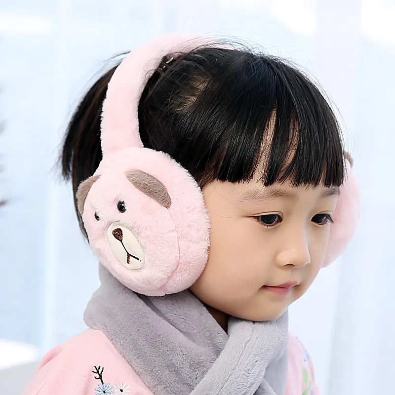 Foldable New Winter Warm Lovely Cartoon Bear Plush Children Earmuffs Ear Thick Boys Girls Ear Muffs AD0707