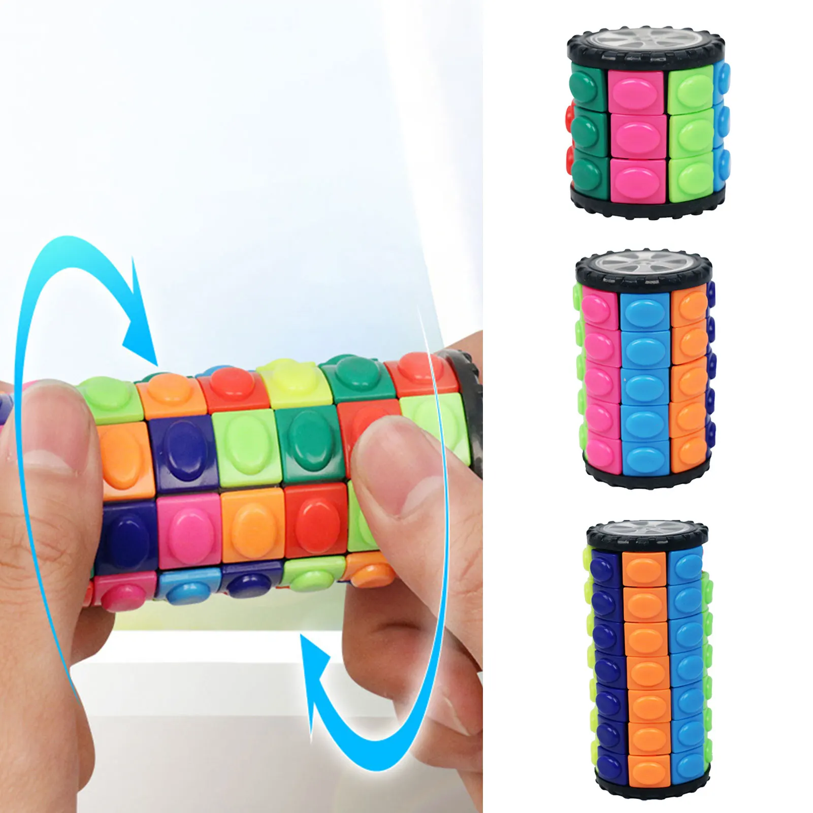 3D Rotate Slide Cylinder Magic Cube Colorful Babylon Tower Stress Relief Kids Puzzle Toys For Children Adults Charmingly | Игрушки и