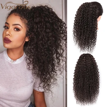 

Vigorous Drawstring Puff Ponytail Afro Curly Hair Extension Clip in Pony Tail African American Synthetic Hair Extensions