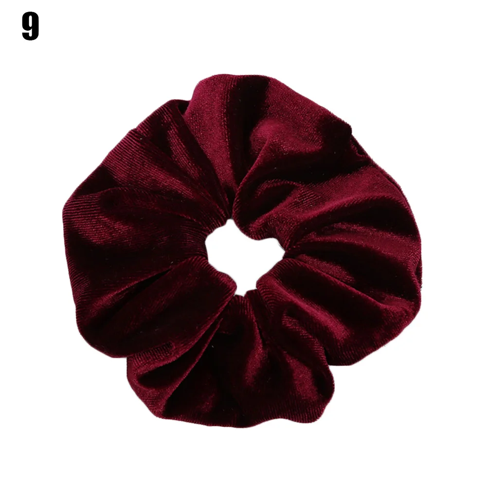 flower hair clips Soft Velvet Hair Scrunchies Elastic Hair Rope Ties Solid Color Ponytail Holder Women Headwear Red White Pink Hair Accessories silver hair clips Hair Accessories