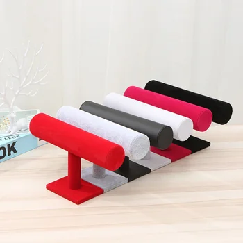 

Hot Portable Velvet/PU Leather Bracelet Bangle Display Stand Holder Watch Jewelry Organizer T-Bar Rack Display Stand Holder