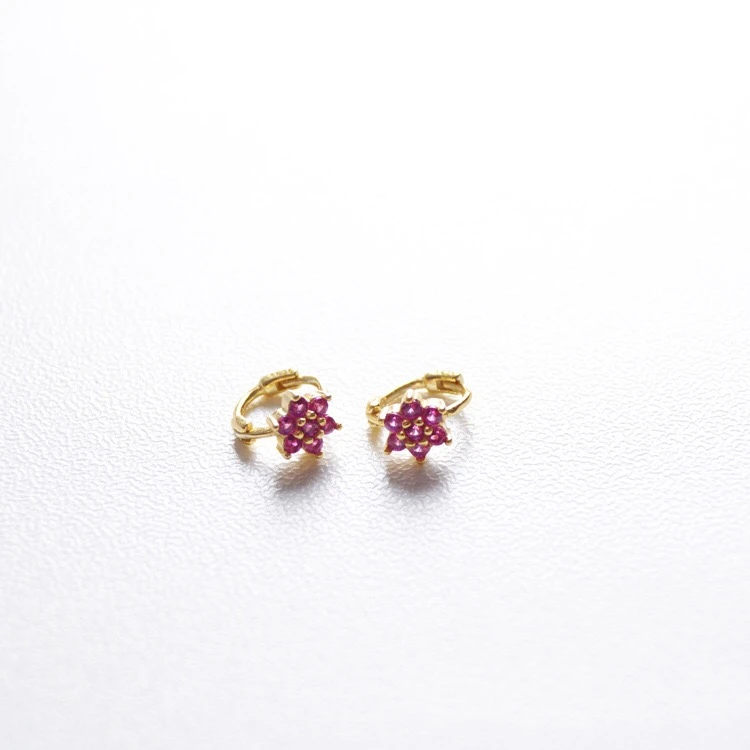 Серьги из стерлингового серебра 925 пробы, модные розовые, красные, белые, циркониевые серьги с цветами, мини-серьги с пряжкой, милые трендовые серьги для девочек