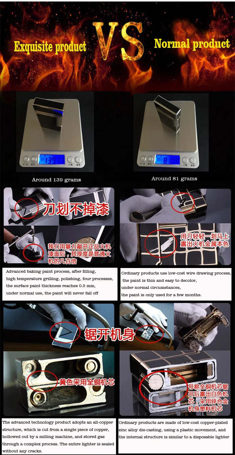 100% brand new made in China retro original DuPont bright sound lighter windproof lighter electronic lighter