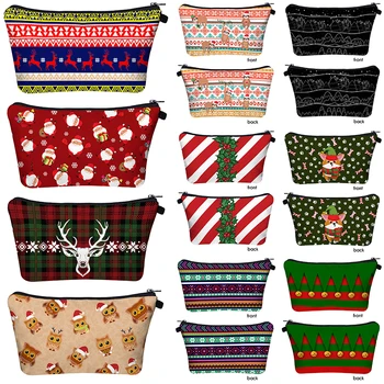 

Christmas Fashion Makeup Bag Woman Multifunction Halloween Funny Gift 3D Digital Animal Print Wash Cosmetic Travel Storage Bags
