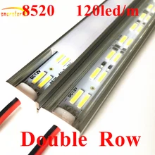 Smarstar 12V 0,5 m толстые алюминиевые профили двухрядные 8520 светодиодный свет бар 50 см Прозрачная крышка молока полосы для автомобиля освещение RV#7