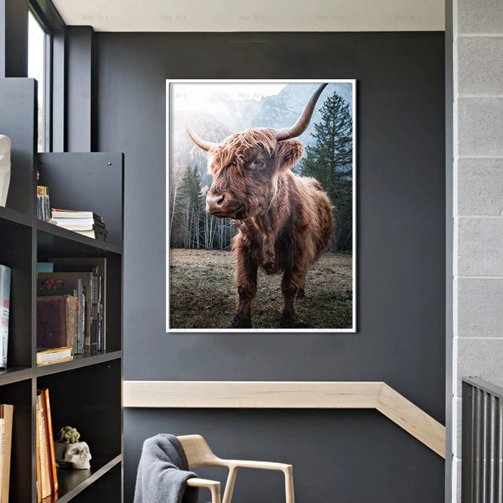 Animal-Print-Nordic-Poster-Canvas-Painting-Brown-Highland-Cow-Wall-Art-Living-Room-Decoration-Pictures-Home (1)