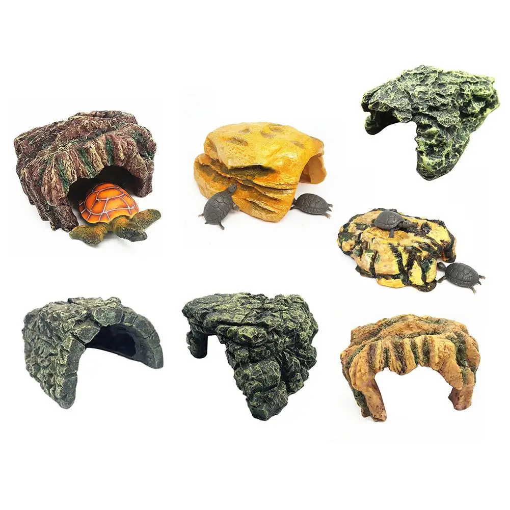 

New Arrival Pet Turtle Sun Climbing Roof Terrace Floating Island Hide Cave Aquarium Decor