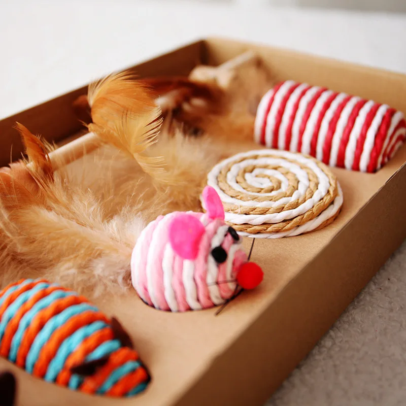 7PCS Multicolor Creative Funny False Mouse Pet Cat Toys Mini Funny Playing Toys for Cats Kitten