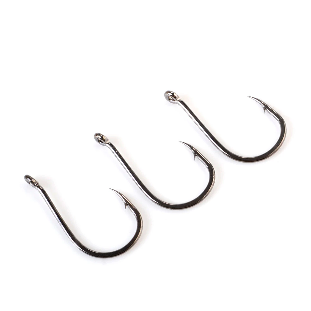 FTK 1-3 Pack Bass Fishing Hook High Carbon Steel Barbed With Ringed Carp Fishing Feeder Hooks Ice Fishing Goods