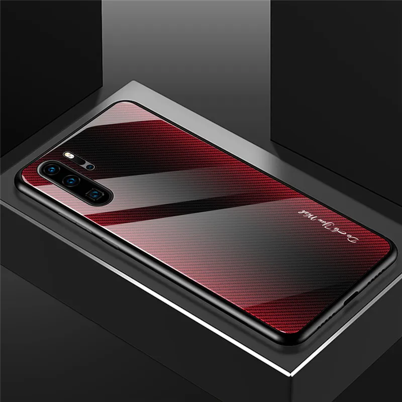 Red Чехол из закаленного стекла USLION для huawei P30 P20 Pro Honor 20 Pro 8X9X10 Lite Nova 5 Pro mate 20 Pro P Smart Gradient, Жесткий Чехол - Цвет: Red