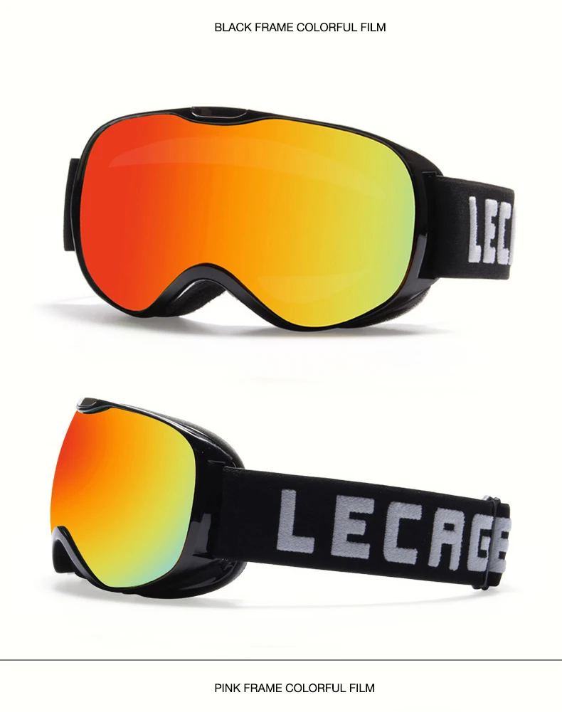 LECAGE Очки для снегохода Лыжные очки детские очки защита двухслойные линзы анти-туман и UV400 мальчик девочка дети подросток OTG сноуборд L208