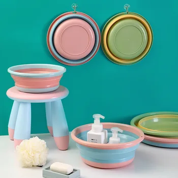

Portable Plastic Basins Outdoor Travel Laundry Bucket Kitchen Vegetable Sink Folding Retractable Wash Basin Bathroom Products