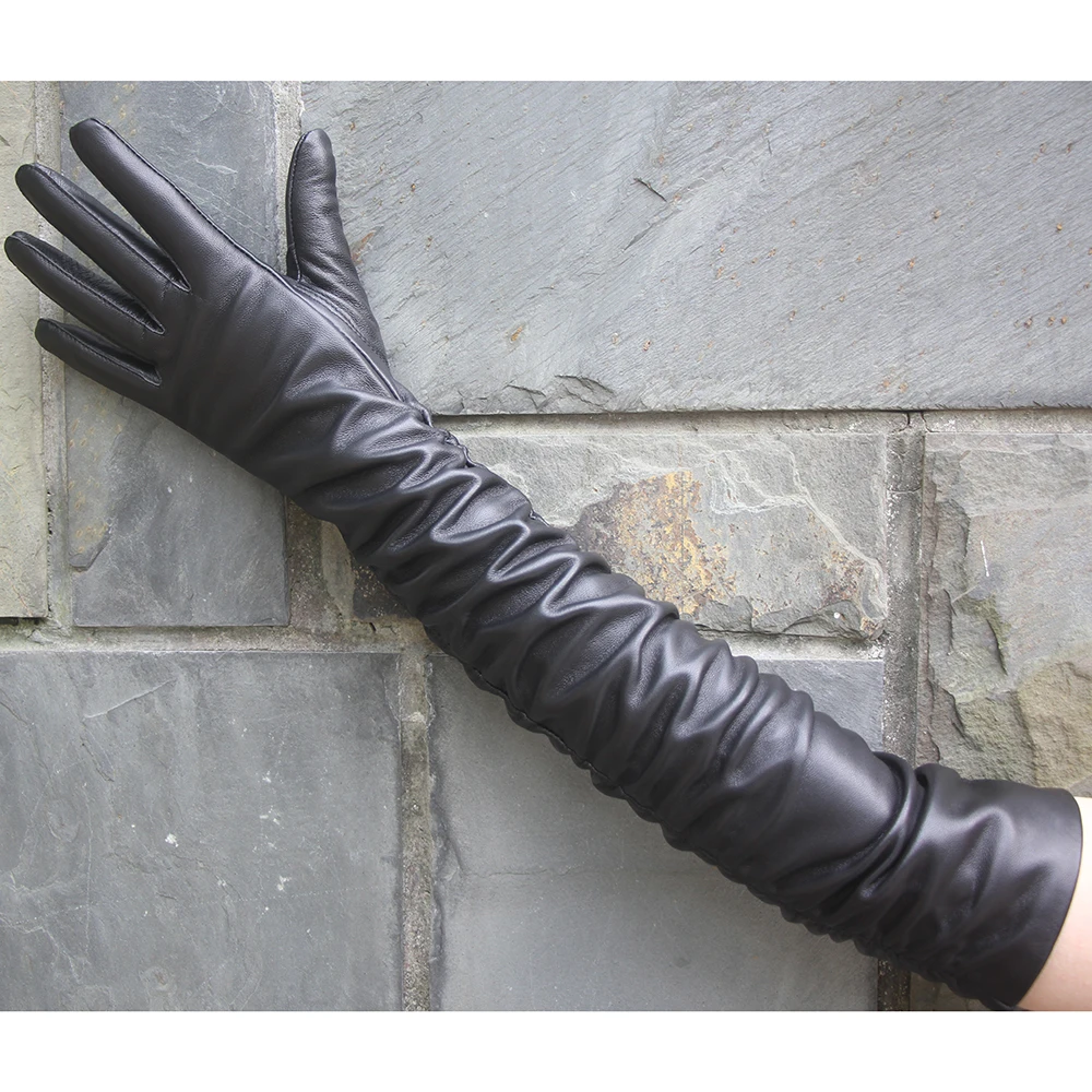 women-glove-long-crinkle-sheepskin-genuine-leather-fold-long-glove-lady-fall-winter-warm