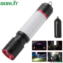 BORUiT – lampe de poche T6 COB à LED, avec crochet et aimant, multifonction, torche Zoom 6 modes, lanterne de chasse et de Camping en plein air
