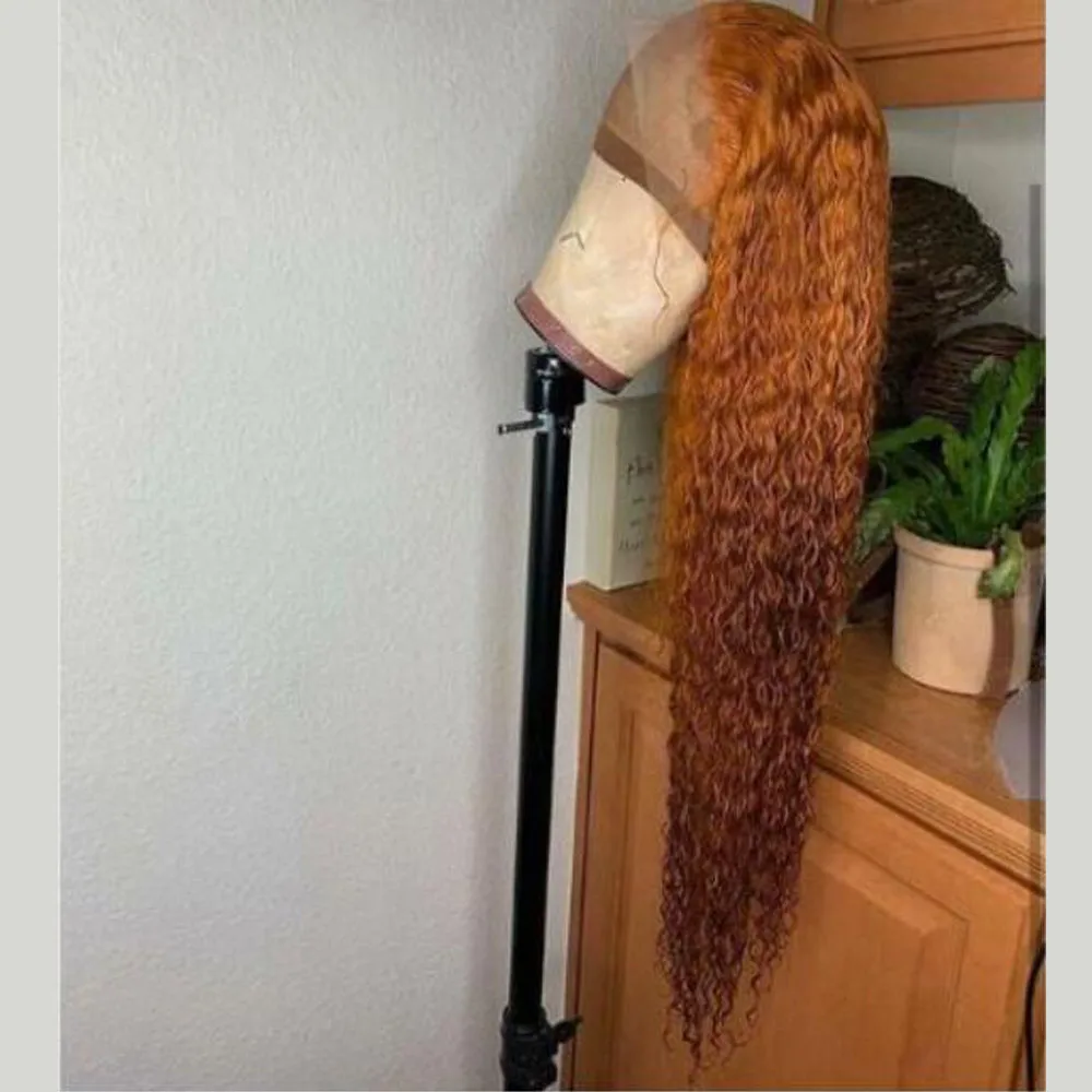 Кудрявые кудрявые оранжевые коричневые человеческие волосы полностью кружевные парики для женщин бразильские Remy отбеленные Konts бесклеевые парики с детскими волосами