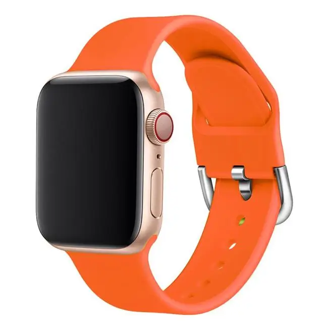 Silcione ремешок для apple watch band 44 мм 42 мм apple watch 5, 4, 3, ремешок 38 мм, версия 40 мм наручных часов iwatch, ремешок 5/4/3/2/1 correa браслет ремешок для часов - Цвет ремешка: Orange