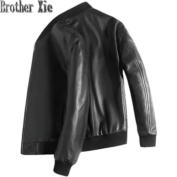 

Black Aviation Genuine Leather Jacket Men Sheepskin Real Leather Coats Large Size Pilot Bomber Jacket Slim Fit Veste Cuir Homme