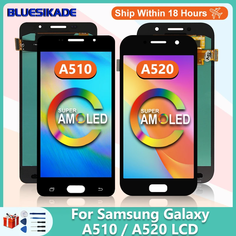 ЖК-дисплей 5 2 дюйма Super AMOLED для Samsung Galaxy A510 A520 SM- A510F A510M сенсорный экран телефон с