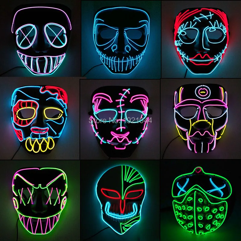 

Light up EL Wire Party Mask Flashing LED Mask for Halloween Scary Party Cosplay Decorative Mask Hot Fashion Gift