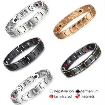

Weight Loss Black Bracelet Men Hand Chain Energy Health Germanium Magnetic Bracelet Men Stainless Steel Bracelets for Women