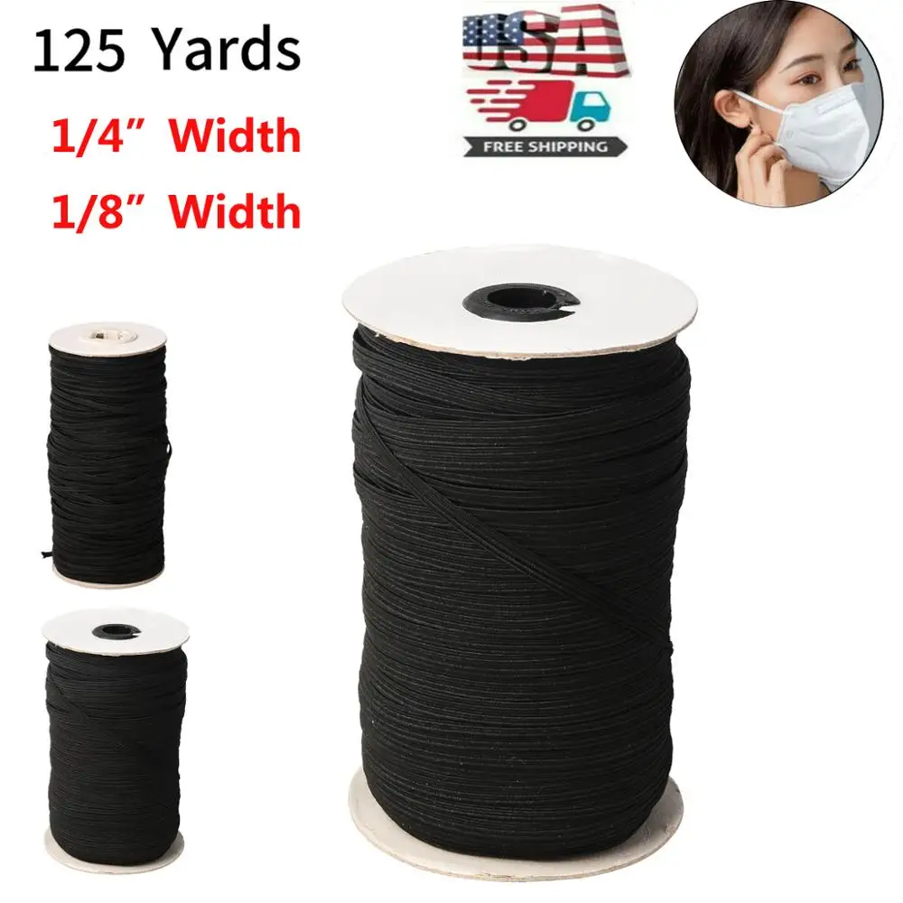

125 Yards Length DIY Braided Elastic Band Cord Knit Band Sewing Black