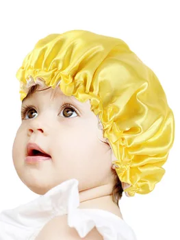 

Double Layer Adjustable Sleep Cap Baby Satin Bonnet Girl Night Turban Children Solid Headwear Cute Hat Fashion Hair Wear