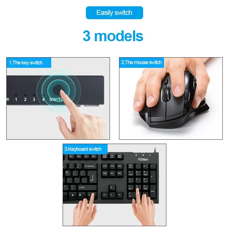 TZT для 4 портов HDMI KVM коммутатор 4 в 1 выход для 4K x 2K Поддержка 18 Гбит/с/HDMI 2,0/HDCP 2,2 AM-KVM401