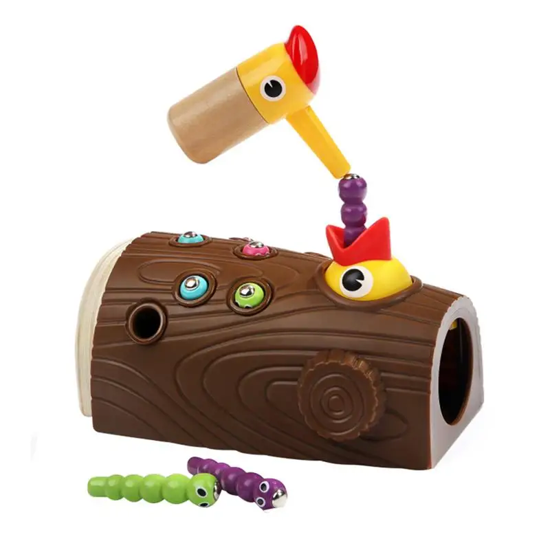 1 Набор дятел, птица, поедающий червя, игрушечные насекомые, деревянные прочные магнитные игрушки для детей, игрушки для вечеринок