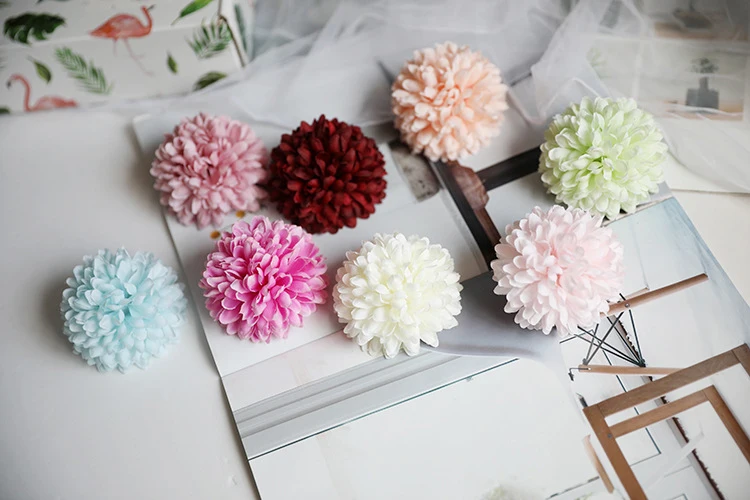 JAROWN Artificial Flower Head Ball Chrysanthemum Flowers Dandelion Silk Fake Flower Wedding DIY Decoration Home Decorative (4)