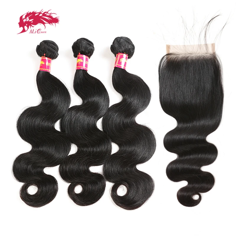 

Body Wave Bundles With Closure 3/4pcs Virgin Remy Brazilian Hair Weave Bundles With 4x4 Transparent HD Swiss Lace Closure