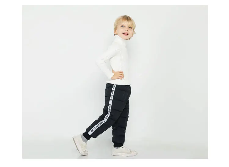 Новые модные зимние теплые пуховые штаны для маленьких мальчиков и девочек Детские хлопковые пуховые штаны брюки для малышей Детские леггинсы одежда для мальчиков