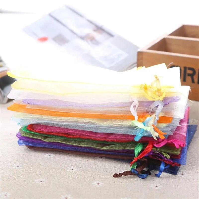 25 Sacchetti In Organza, Per Bomboniere, Feste, Gioielli, In
