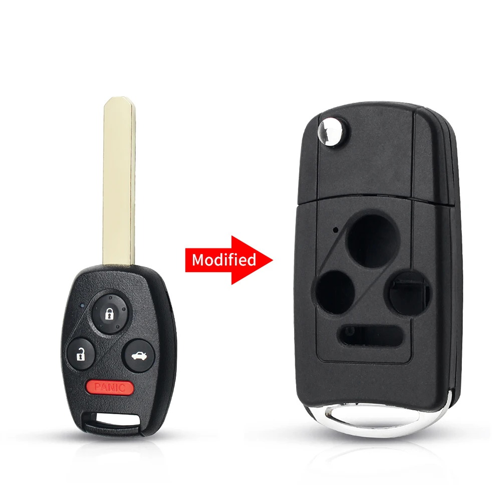 KEYYOU, 2, 3, 4 кнопки, ремонт, пульт дистанционного управления, флип, Автомобильный ключ, чехол, брелок, запись для Honda Fit Accord Civic CRV Pilot Insight Jazz HRV - Количество кнопок: 4 Buttons