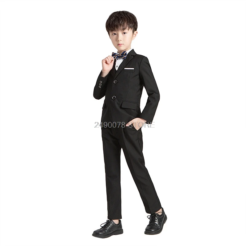 jacket vest pants Костюм с цветочным узором для мальчиков на свадьбу, детский деловой Блейзер, брюки с жилеткой, галстук, для девочек, для выпускного вечера, для выступлений, для танцев, Детский костюм - Цвет: jacket vest pants