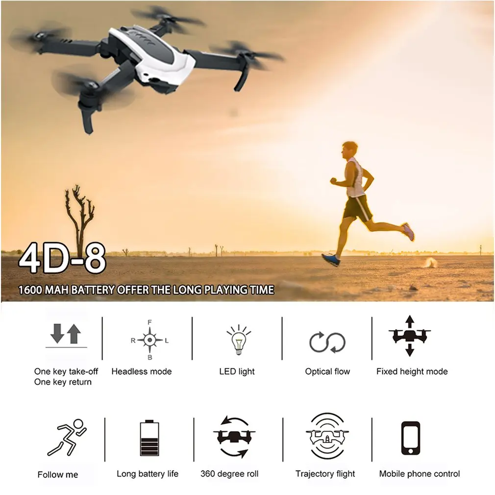 4D-8 wifi 5MP камера складной Радиоуправляемый Дрон оптический поток позиционирования дистанционного управления Вертолет самолет с светодиодный светильник