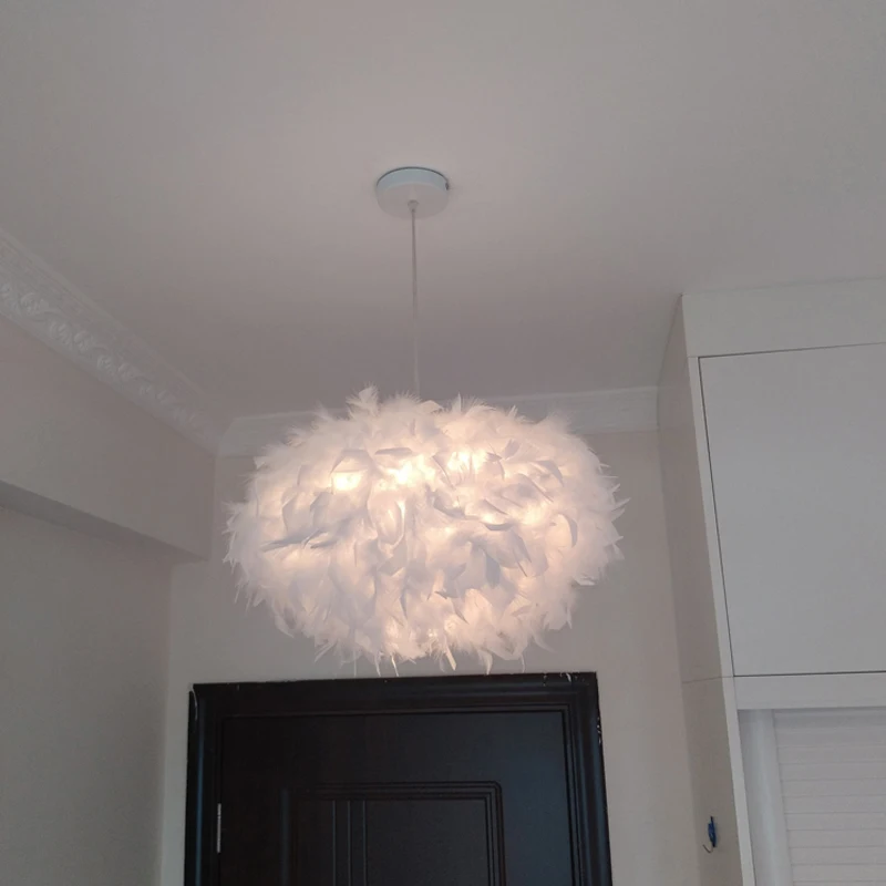 Современная роскошная перьевая романтическая подвесная купольная лампа Lamparas подвесная светодиодная гирлянда для гостиной спальни