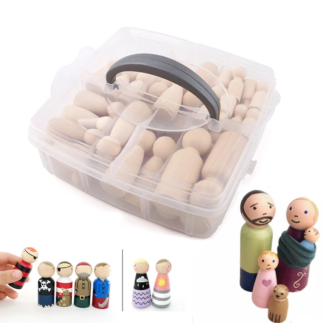 10pc 35mm-65mm Wooden Doll DIY Handmade Wood Peg Doll DIY Wooden Blank Unfinished For Kid Mini Doll Baby Products Nurse Gift Toy 5