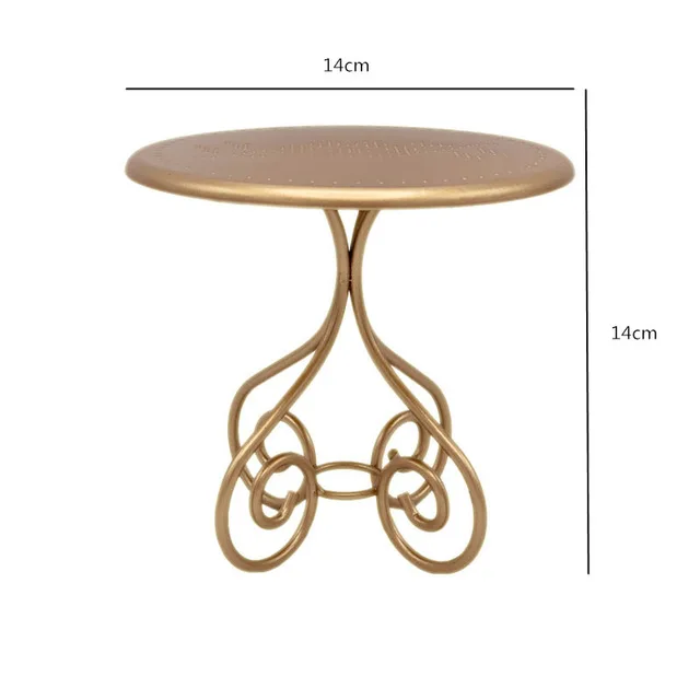 Aizulhomey LOL Blyth Doll Accessories 1/6 Iron Coffee Table Kitchen Chair Dollhouse Furniture Toys Bjd Play House Gifts for Kids Gold coffee table