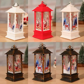 

Christmas Candle with Holder LED Tea light Candles Cages Elk Santa Claus Printing Candlestick Christmas Decoration For Home 2020