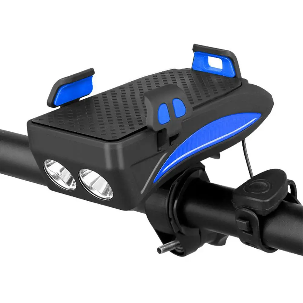 

Multifunctional 4-in-1 riding supplies Waterproof Cell Phone Mount Holder Bicycle Handlebar GPS Stand +Light + Horn + Power Bank
