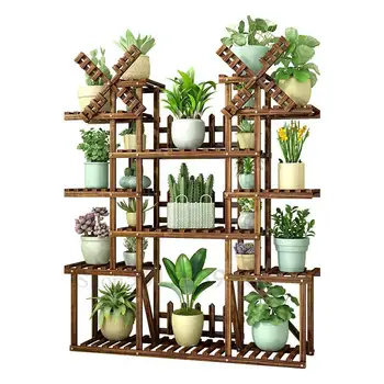 

Wooden flower shelf multi-storey indoor special shelf rack floor balcony solid wood wrought iron living room succulent pot rack