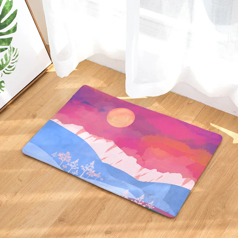 CAMMITEVER Sun River Pink Mountains Doormat Doormats Bedroom Tatami Waterproof Oil-proof Kitchen Rugs