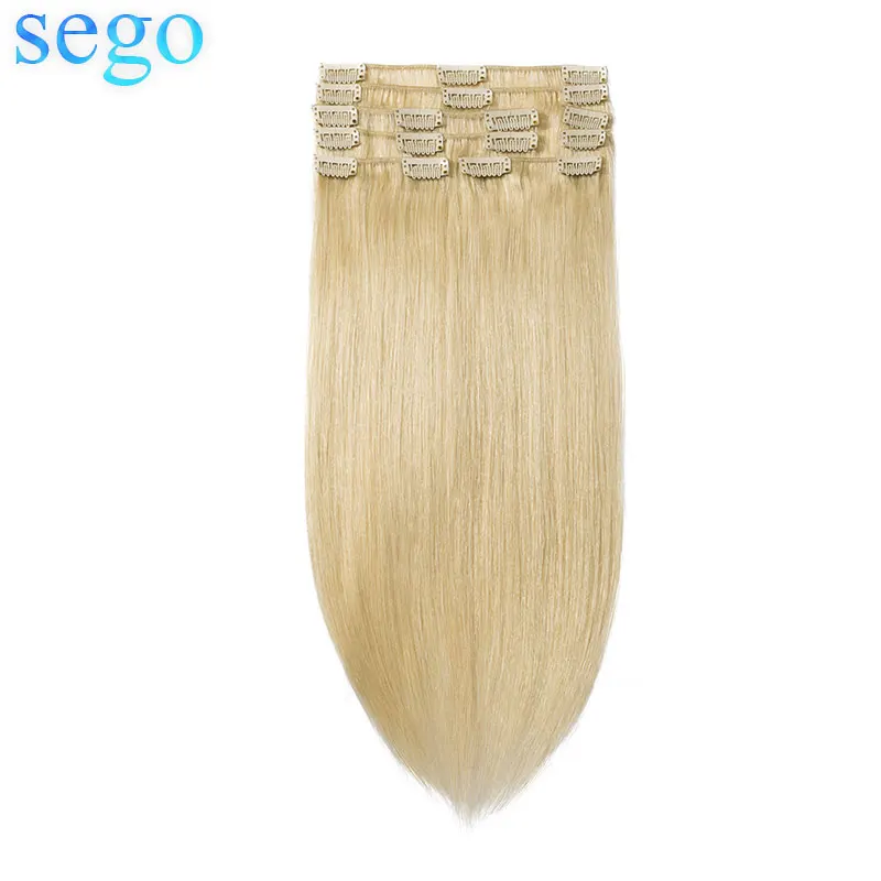 SEGO 10 &quot 24&quot 70 г 120 двойной вытяжки с зажимом в Пряди человеческих волос для